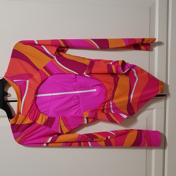 NWT Trina Turk Half Zip Paddle Suit Open Back Swimsuit Rash Guard Vivid Vista - Picture 3 of 4